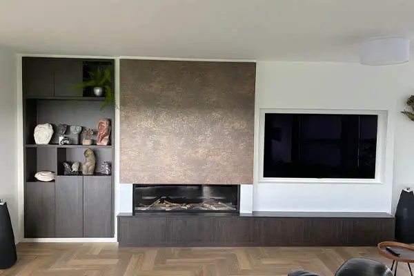 Card TV meubel op maat met electrische haard en wandmeubel